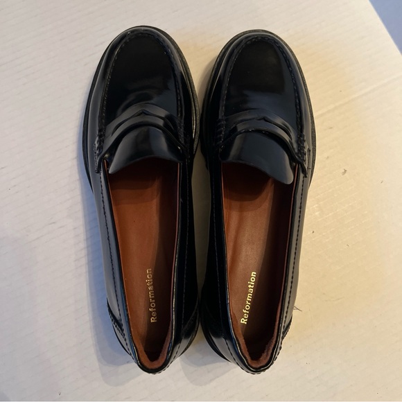 Reformation Agathea Sz 9 Chunky Loafers In Black NWOB - Picture 6 of 9